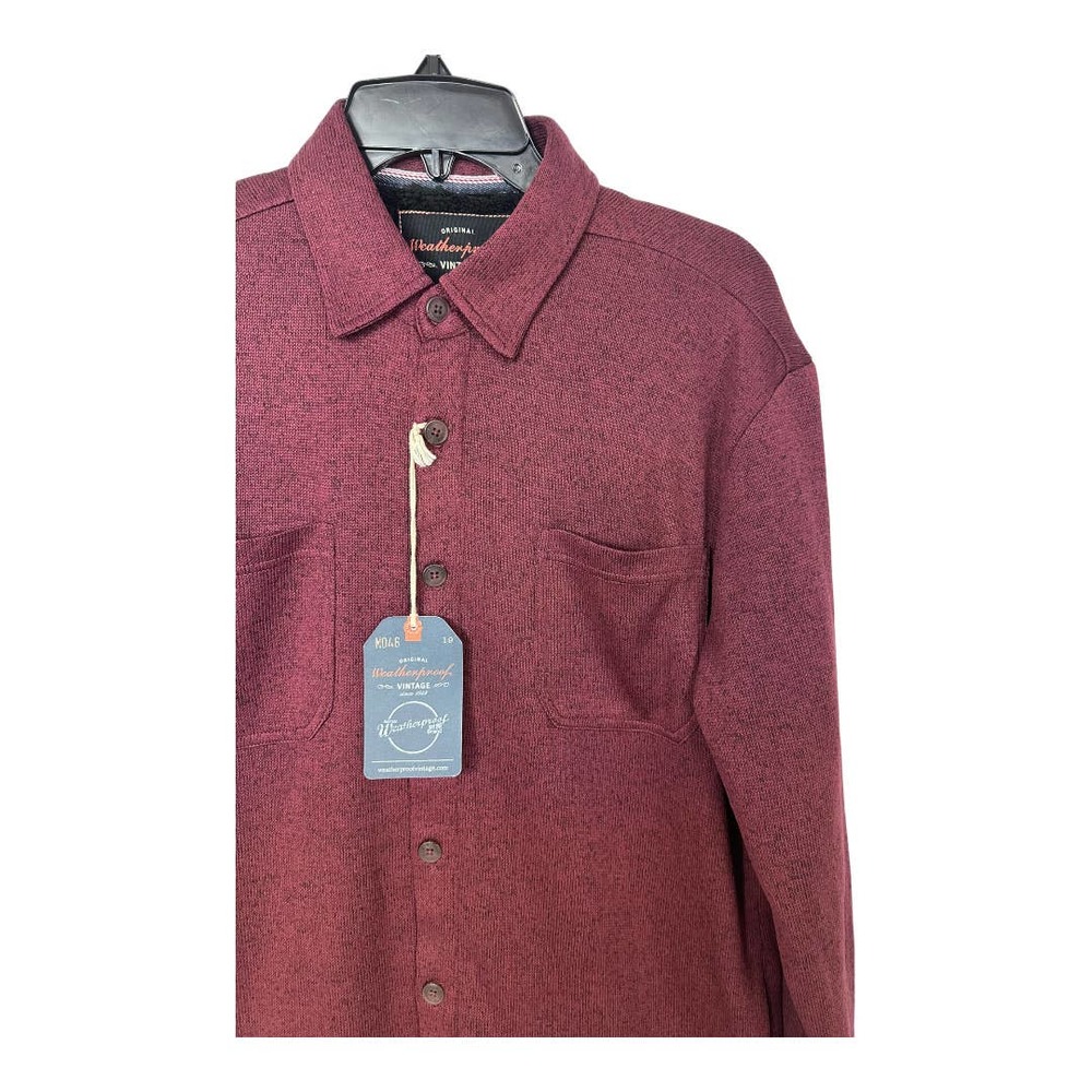 Weatherproof, Vintage, Faux Shearling Lined Red Mahogany Small Button Down Shirt - Picture 5 of 8